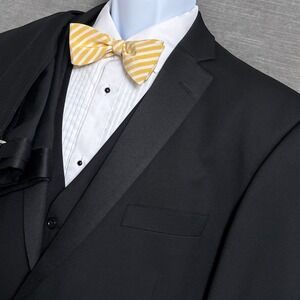 Vintage Giorgio Fiorelli Tuxedo 48L 44x32 Black Adjustable Formal Wedding 3pc